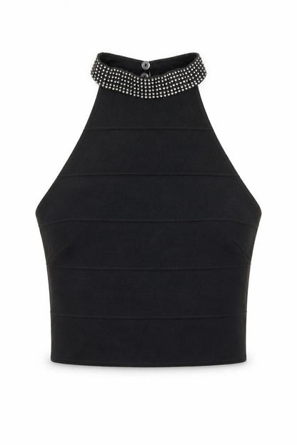 Womens UK Size 6 New Look Black Cropped Blouse