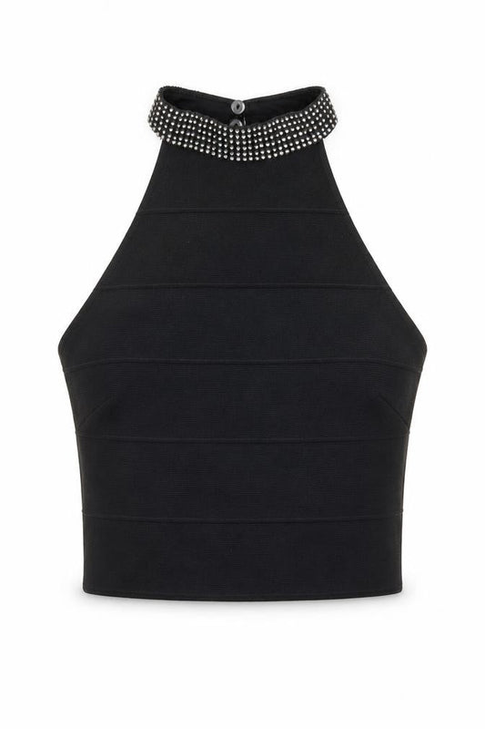 Womens UK Size 6 New Look Black Cropped Blouse