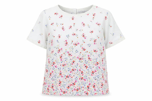 Per Una Womens Grey Floral Polyester Tunic Blouse Size 16 Boat Neck