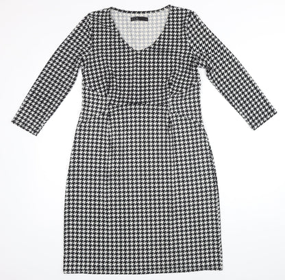 Foil Womens Multicoloured Houndstooth Polyester Shift Size S V-Neck