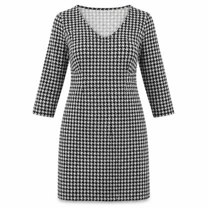 Foil Womens Multicoloured Houndstooth Polyester Shift Size S V-Neck