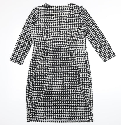 Foil Womens Multicoloured Houndstooth Polyester Shift Size S V-Neck
