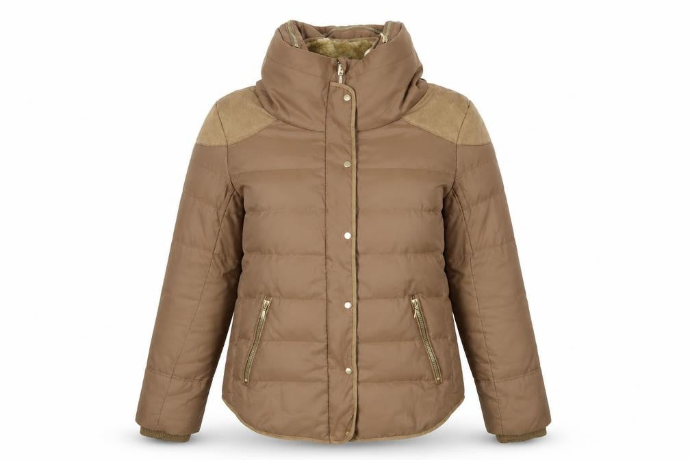 Giordano Womens Brown Quilted Jacket Size XL Zip - Zipped Pockets