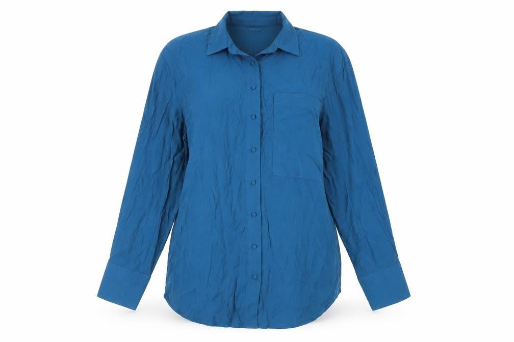 Next Womens Blue Viscose Tunic Button-Up Size 12 Collared
