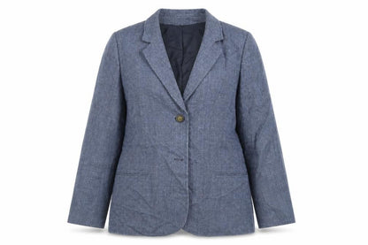 Paul Costelloe Womens Blue Plaid Jacket Blazer Size 12 Button