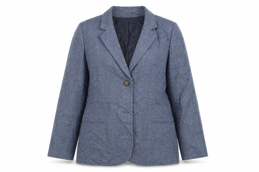 Paul Costelloe Womens Blue Plaid Jacket Blazer Size 12 Button