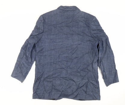 Paul Costelloe Womens Blue Plaid Jacket Blazer Size 12 Button