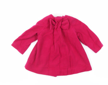 Zara Girls Pink Basic Coat Coat Size 9-12 Months Button