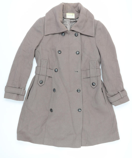 Minuet Womens Grey Pea Coat Coat Size 16 Button