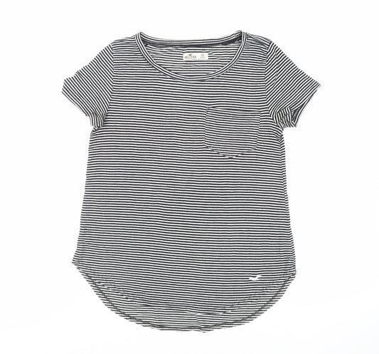 Womens UK Size XS Hollister Black Basic T-Shirt