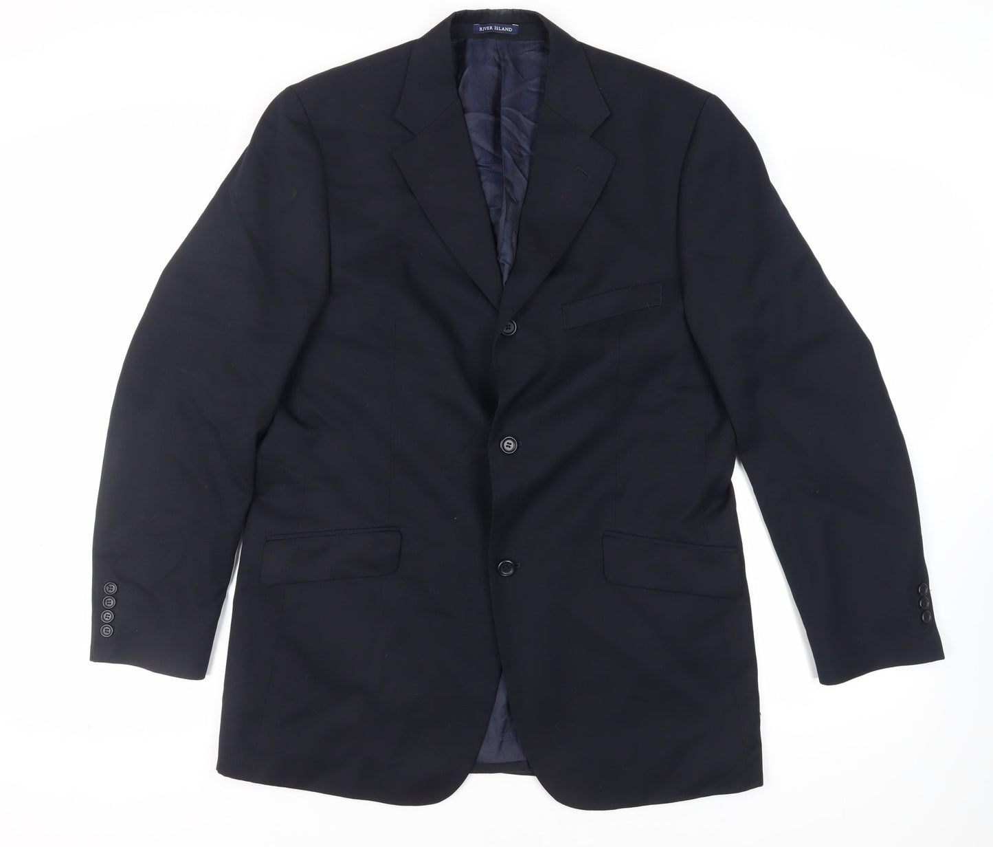 Mens UK Size 42 River Island Regular Blue Suit Jacket