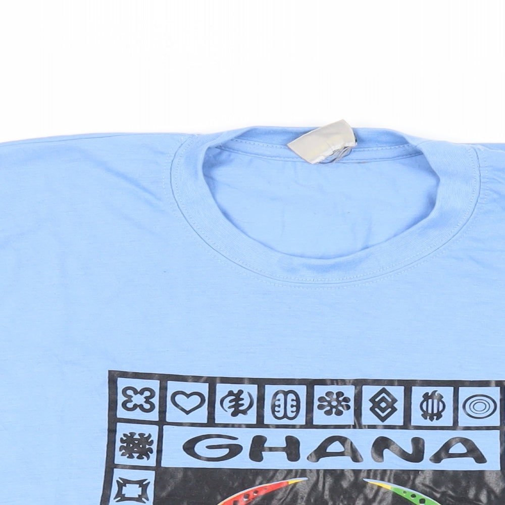 Kamiza Mens Blue Cotton T-Shirt Size M Crew Neck - Ghana
