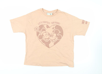 Womens UK Size M Disney Pink Basic T-Shirt