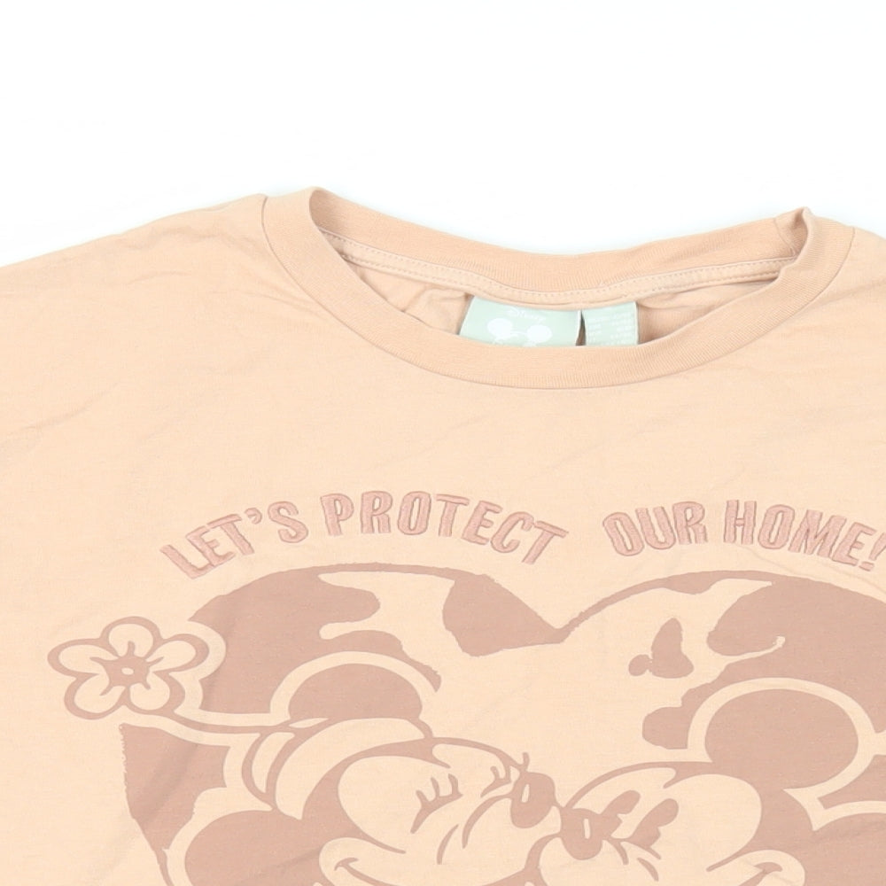 Womens UK Size M Disney Pink Basic T-Shirt