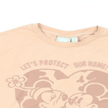 Womens UK Size M Disney Pink Basic T-Shirt