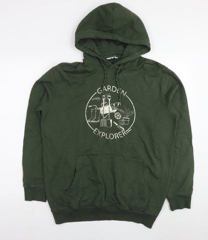 Mens UK Size M Cotton Traders Green Pullover Hoodie
