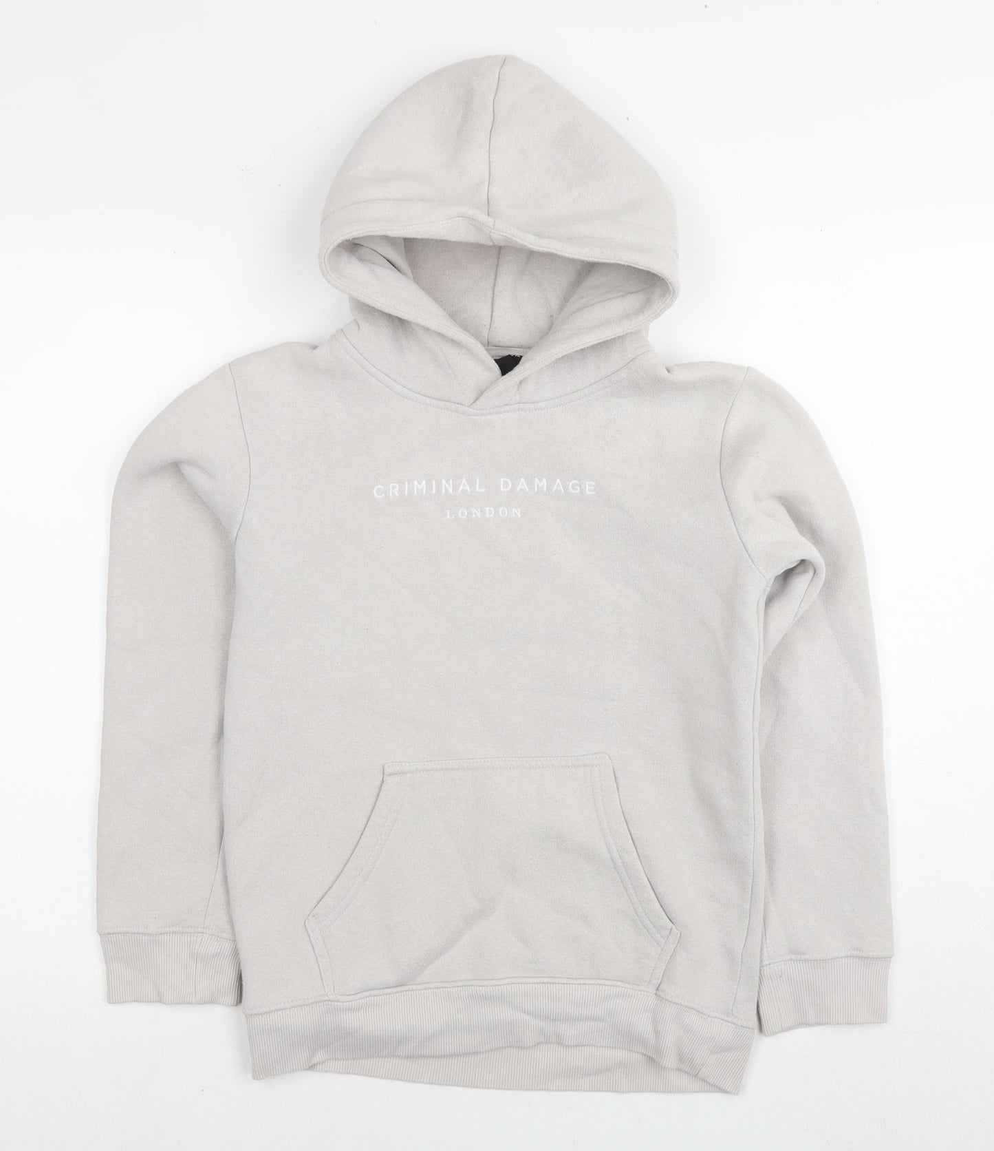 Criminal Damage Boys Grey Cotton Pullover Hoodie Size 11-12 Years Pullover - Logo
