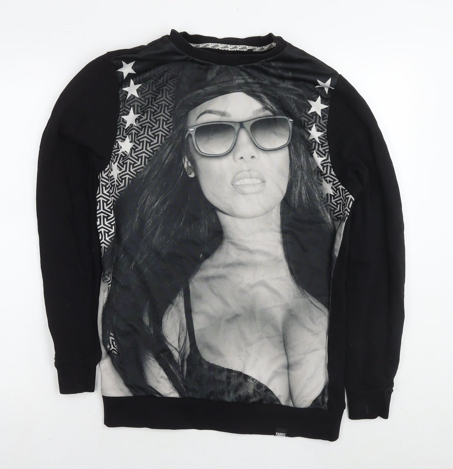 Mens UK Size S Fabric Black Pullover Sweatshirt
