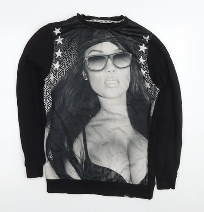 Mens UK Size S Fabric Black Pullover Sweatshirt