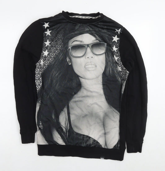 Mens UK Size S Fabric Black Pullover Sweatshirt