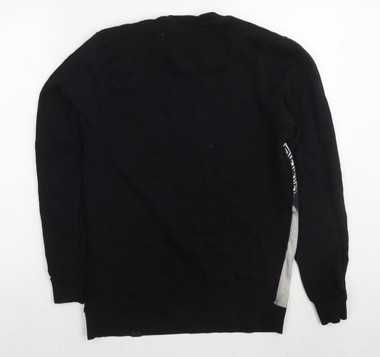 Mens UK Size S Fabric Black Pullover Sweatshirt