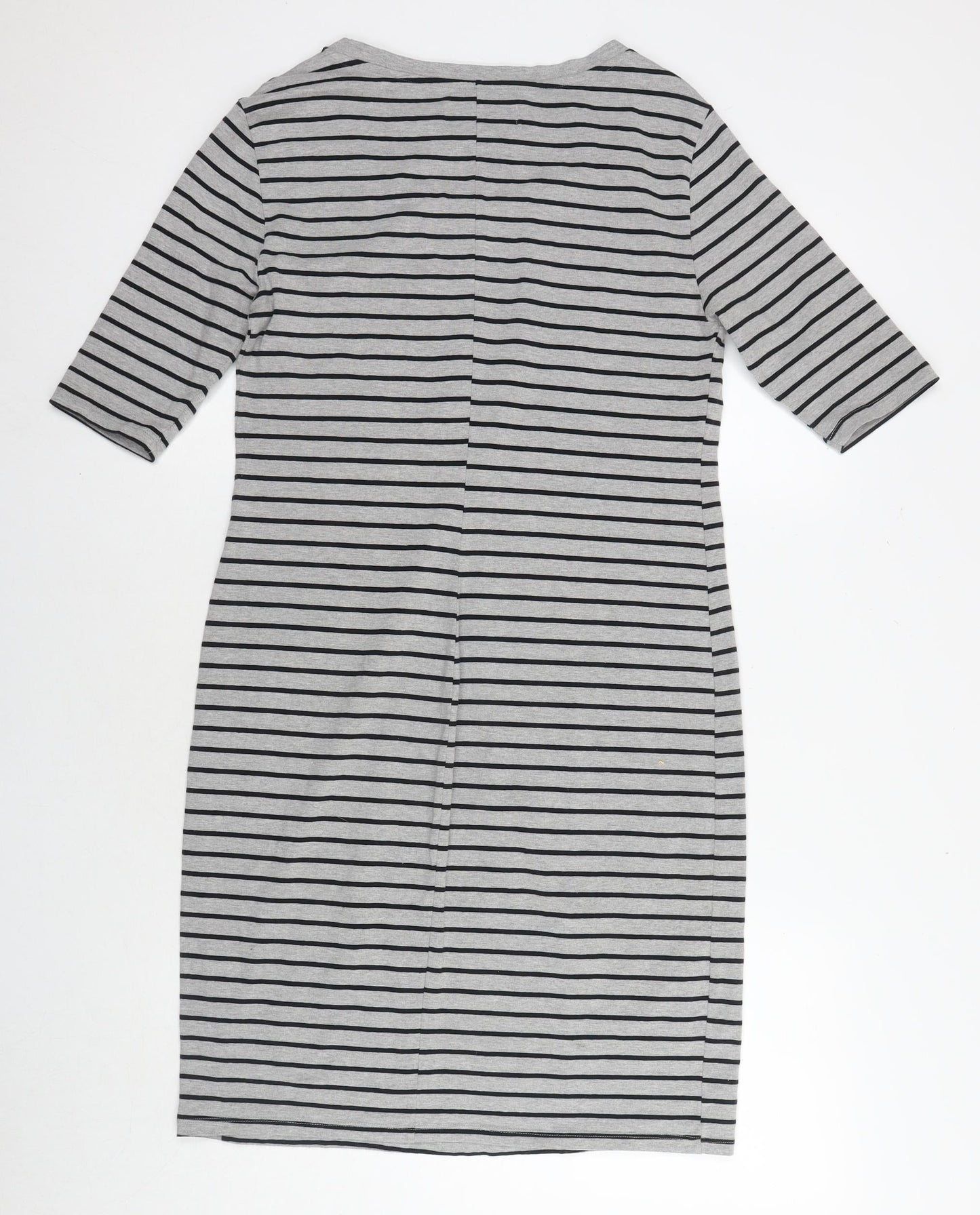 Philosophy Womens Grey Striped Cotton T-Shirt Dress Size M Round Neck Pullover