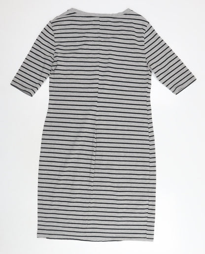 Philosophy Womens Grey Striped Cotton T-Shirt Dress Size M Round Neck Pullover