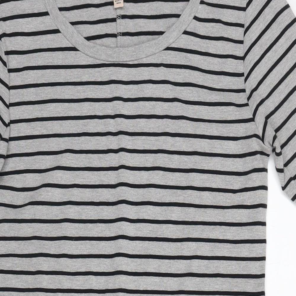 Philosophy Womens Grey Striped Cotton T-Shirt Dress Size M Round Neck Pullover