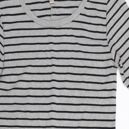 Philosophy Womens Grey Striped Cotton T-Shirt Dress Size M Round Neck Pullover