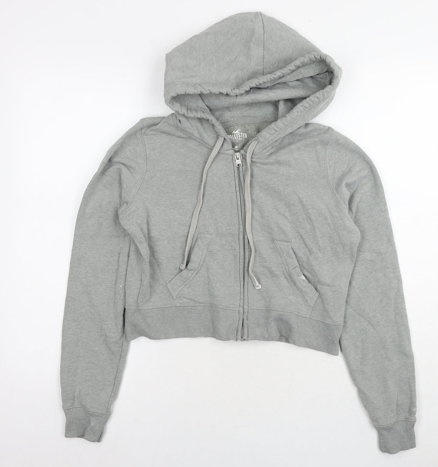 Hollister Womens Grey Cotton Full Zip Hoodie Size M Pullover