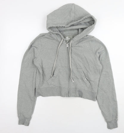 Hollister Womens Grey Cotton Full Zip Hoodie Size M Pullover