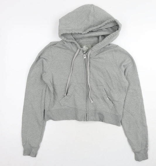 Hollister Womens Grey Cotton Full Zip Hoodie Size M Pullover