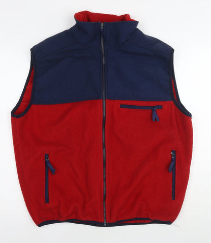 Mens UK Size One Size Get Fleeced Red Gilet
