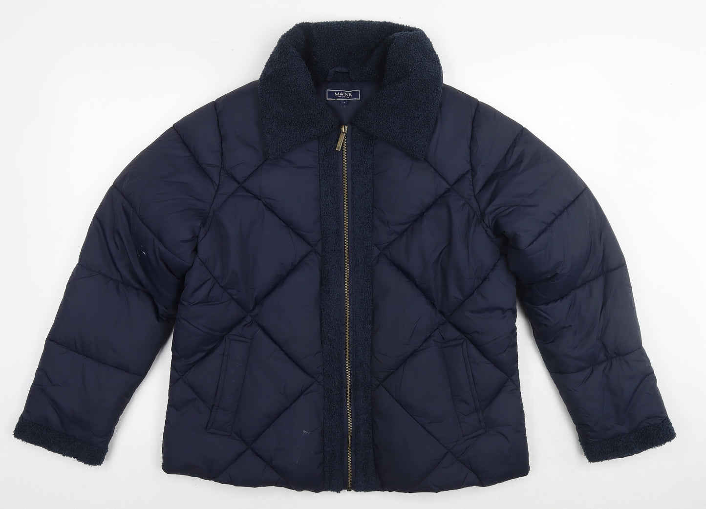 Maine Womens Blue Quilted Jacket Size 12 Zip