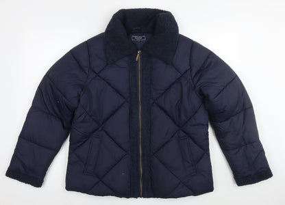 Maine Womens Blue Quilted Jacket Size 12 Zip