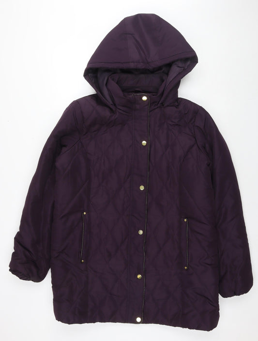 Womens UK Size 16 EWM Purple Quilted Coat