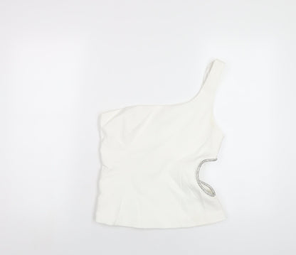 Womens UK Size M Zara White Basic T-Shirt