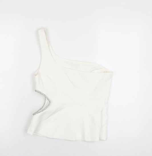 Womens UK Size M Zara White Basic T-Shirt