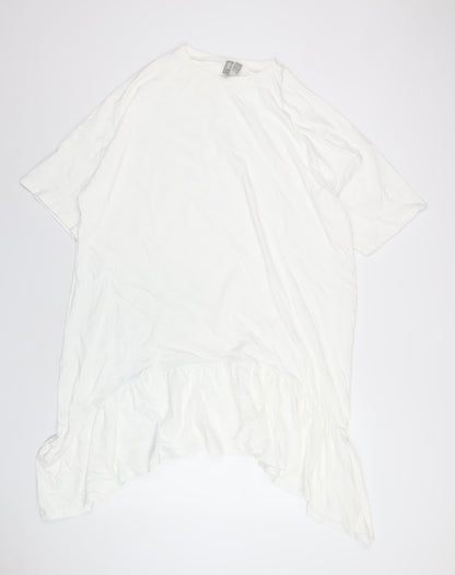 ASOS Womens White Cotton T-Shirt Dress Size 16 Round Neck Pullover
