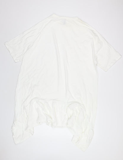 ASOS Womens White Cotton T-Shirt Dress Size 16 Round Neck Pullover
