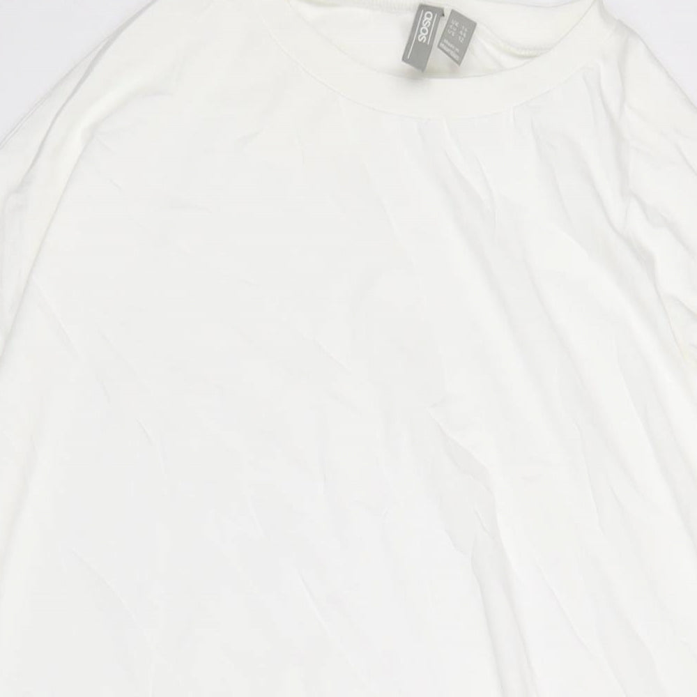 ASOS Womens White Cotton T-Shirt Dress Size 16 Round Neck Pullover