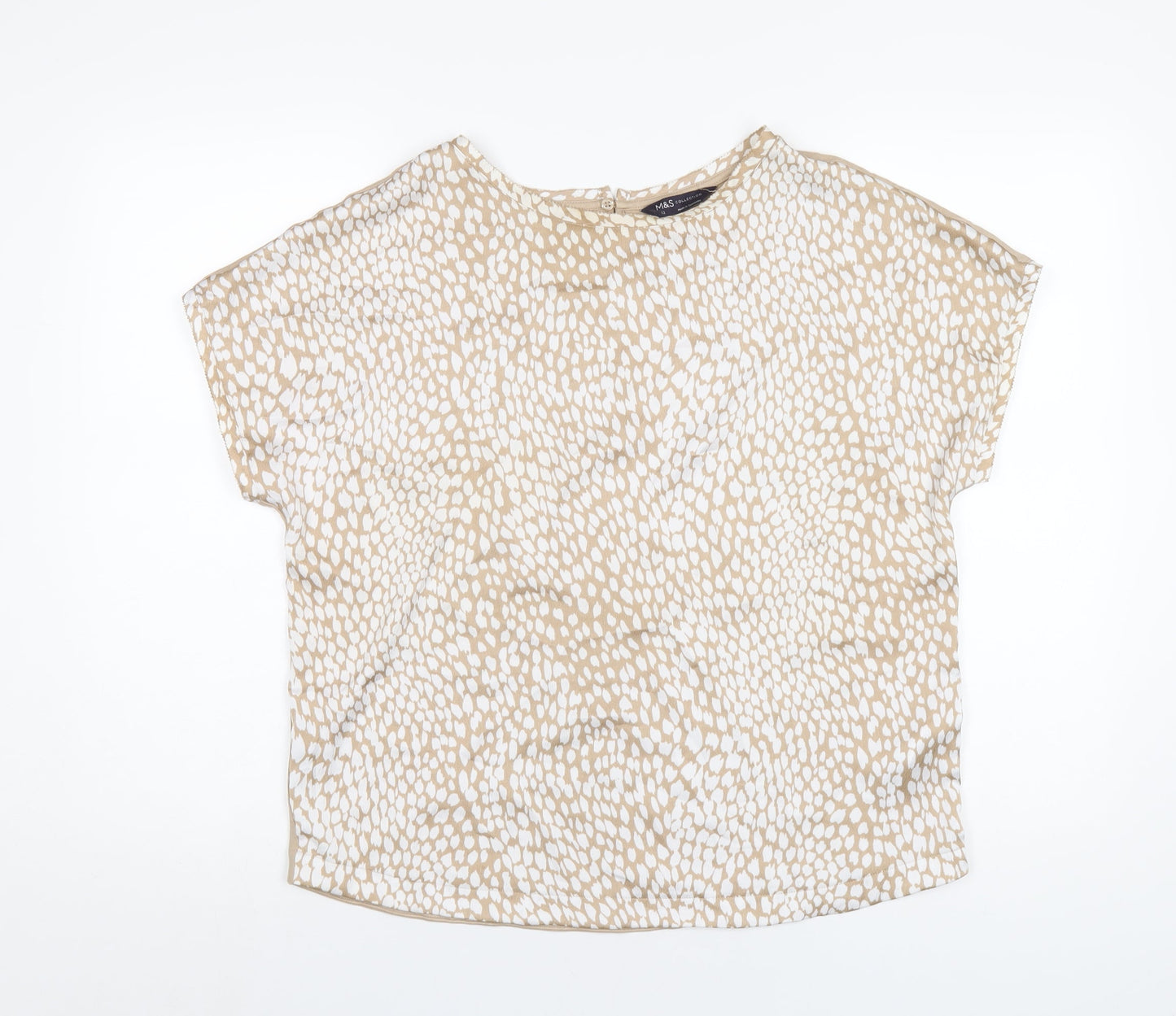 Womens UK Size 12 Marks and Spencer Beige Basic T-Shirt