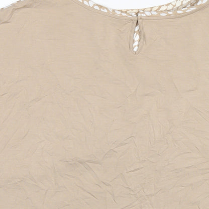 Womens UK Size 12 Marks and Spencer Beige Basic T-Shirt