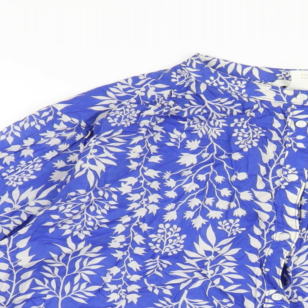 Womens UK Size S H&M Blue Basic Button-Up