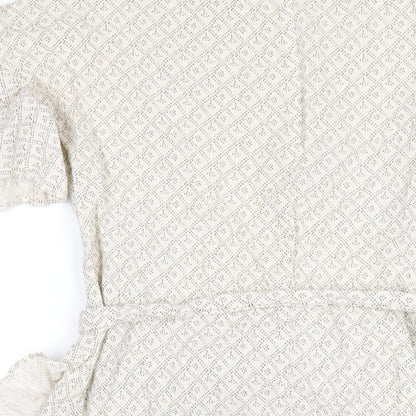 H&M Womens Ivory Geometric Cotton A-Line Size 12 Round Neck Zip