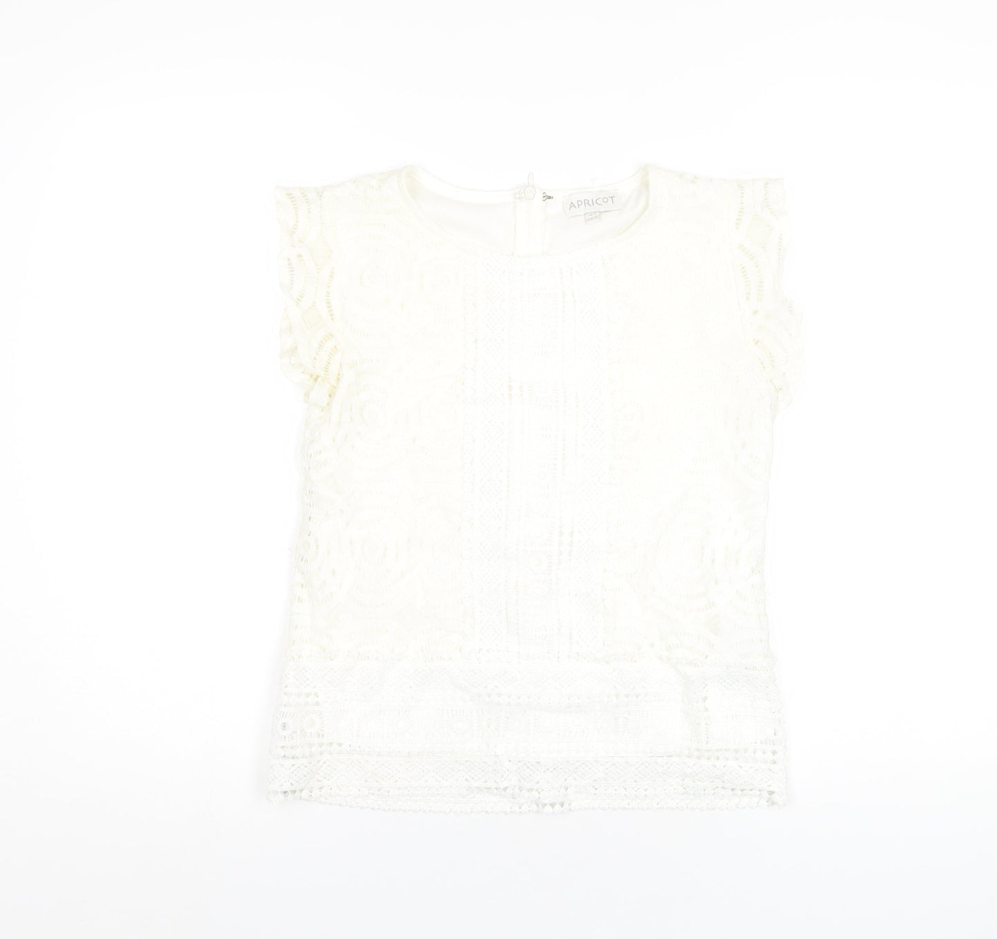 Womens UK Size 8 Apricot White Basic T-Shirt