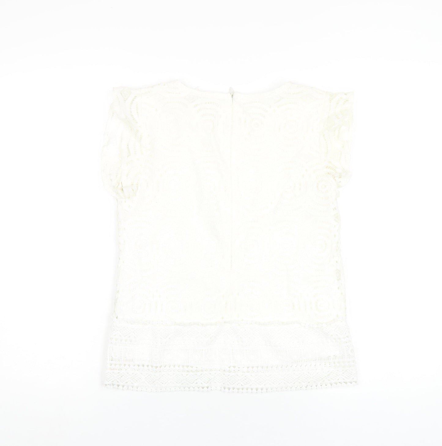 Womens UK Size 8 Apricot White Basic T-Shirt