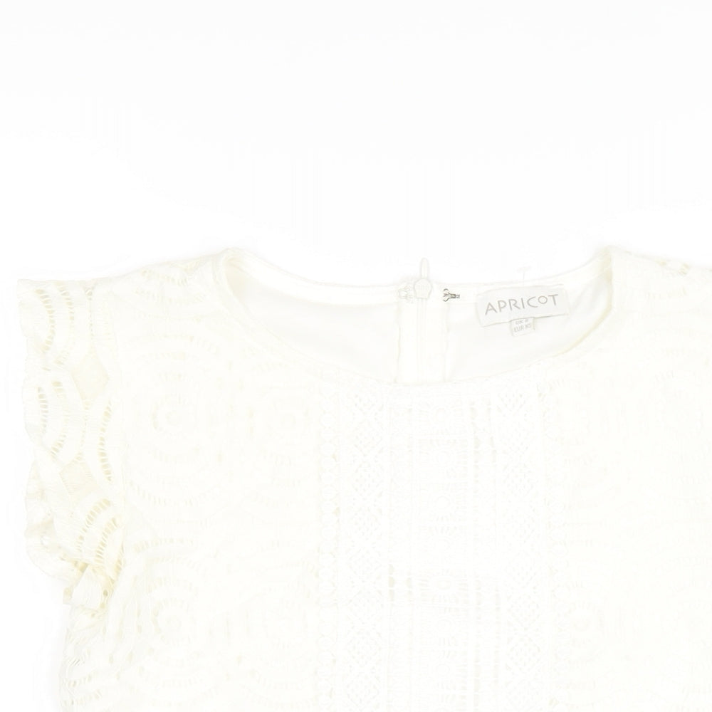Womens UK Size 8 Apricot White Basic T-Shirt