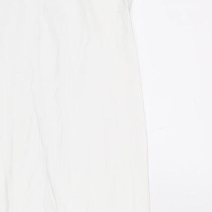 Bershka Womens White Polyamide Bodycon Size XS Scoop Neck Pullover