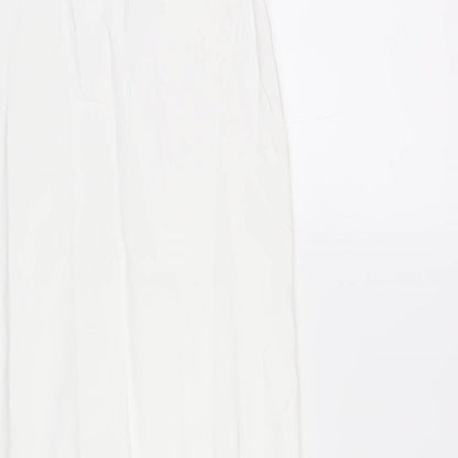 Bershka Womens White Polyamide Bodycon Size XS Scoop Neck Pullover